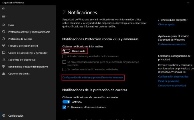 Notificaciones Seguridad