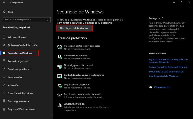 Seguridad de Windows 10