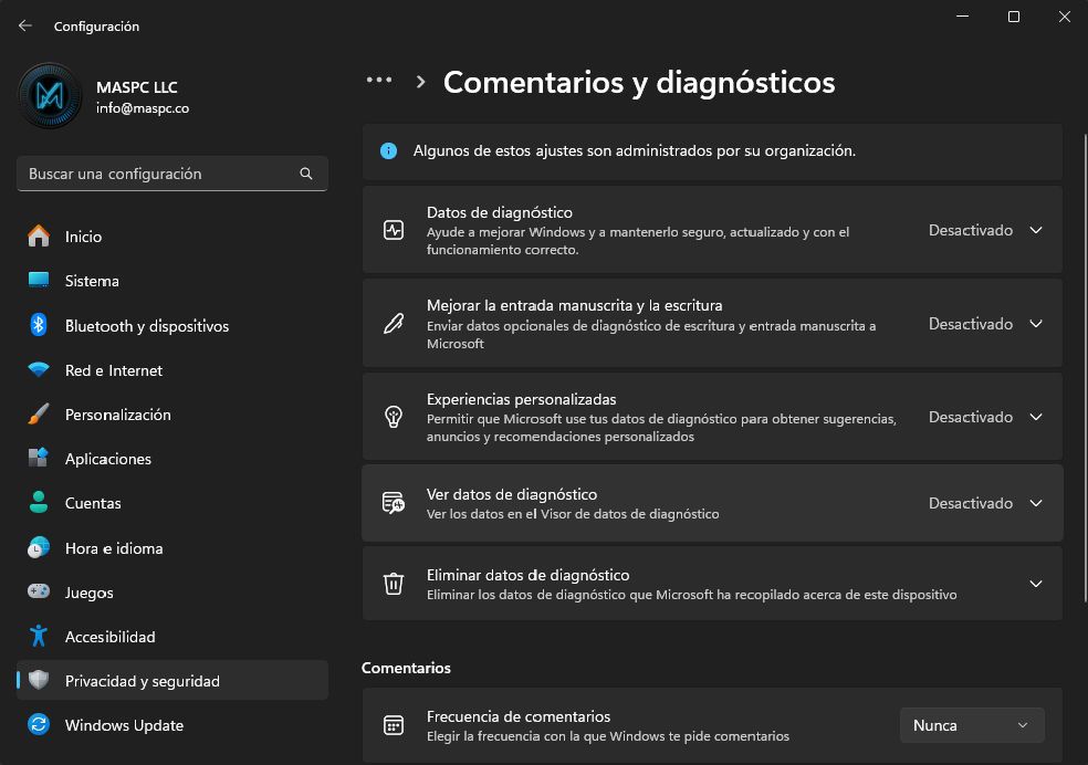 Comentarios y Diagnósticos