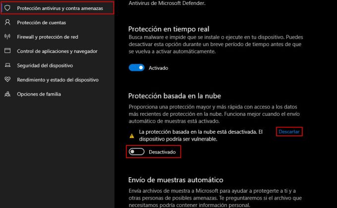 Configuración Antivirus